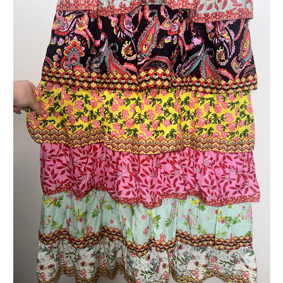 Alice + Olivia Imogene Tier Ruffle Spaghetti Strap Maxi Dress Meadow Magic US 8 - Picture 7 of 11